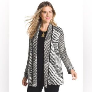 Chico’s Textured Jacquard Jacket Small 4 (Chico’s 0) Black and White Geometric